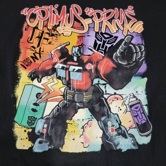 Transformers SS Black Unisex Tee "Optimus Prime" Graffiti - Size XL - Picture 1 of 5
